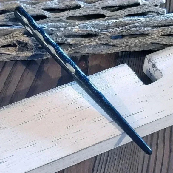 Hand Carved India Black Tribal Minimalist Yak Bone Hair Stick - Picture 2 of 11